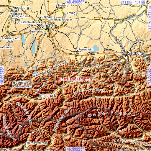 Topographic map of Unterlangkampfen
