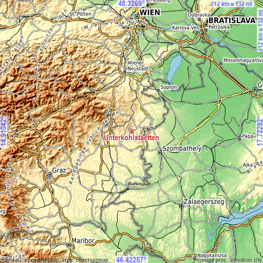 Topographic map of Unterkohlstätten