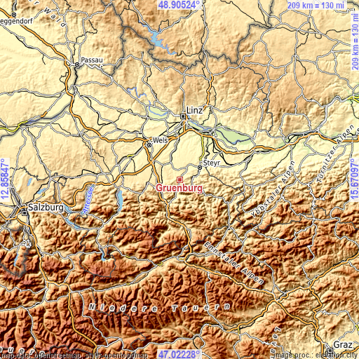 Topographic map of Grünburg