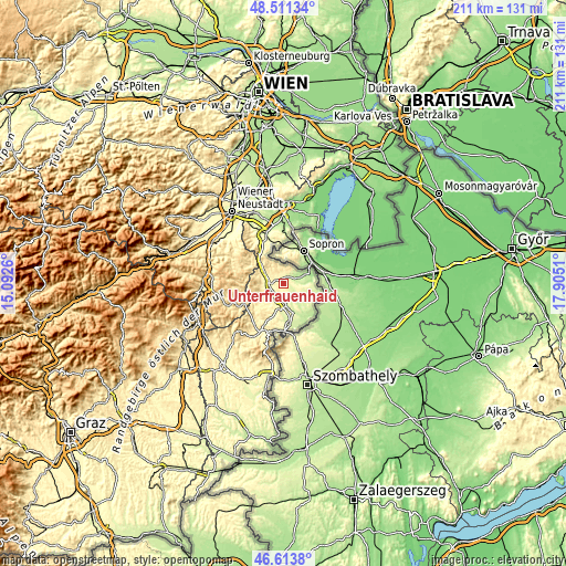 Topographic map of Unterfrauenhaid