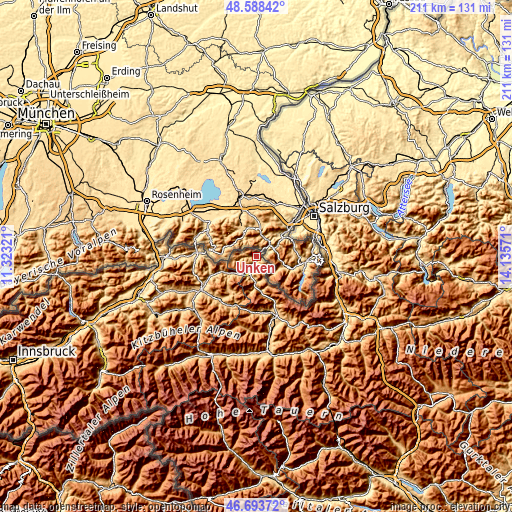 Topographic map of Unken