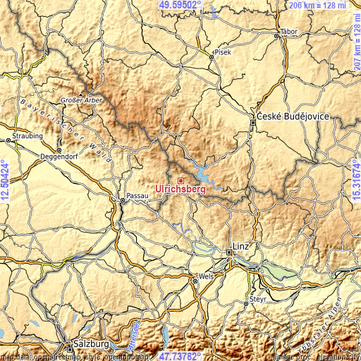 Topographic map of Ulrichsberg