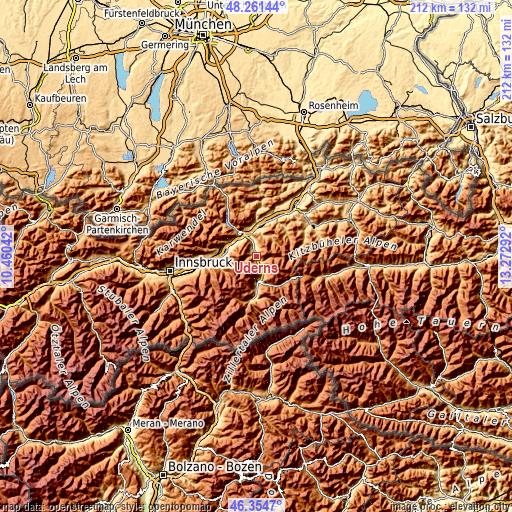 Topographic map of Uderns