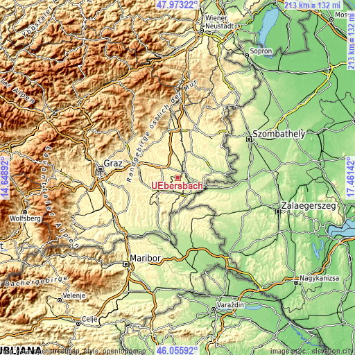 Topographic map of Übersbach