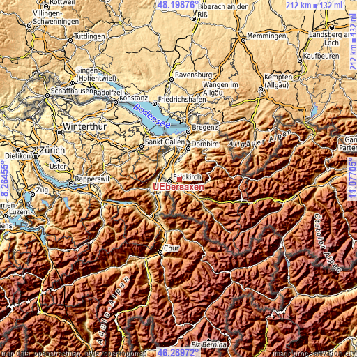 Topographic map of Übersaxen