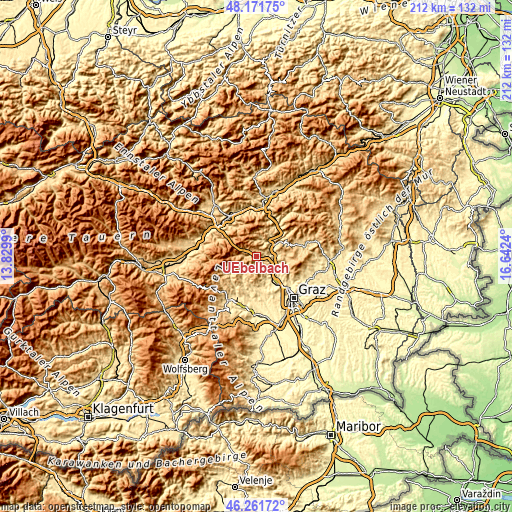 Topographic map of Übelbach