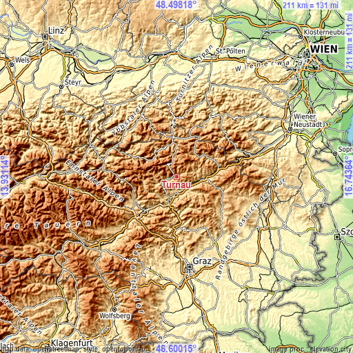 Topographic map of Turnau