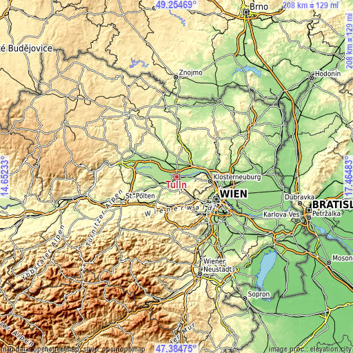Topographic map of Tulln