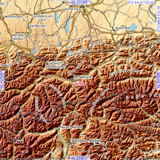Topographic map of Tulfes