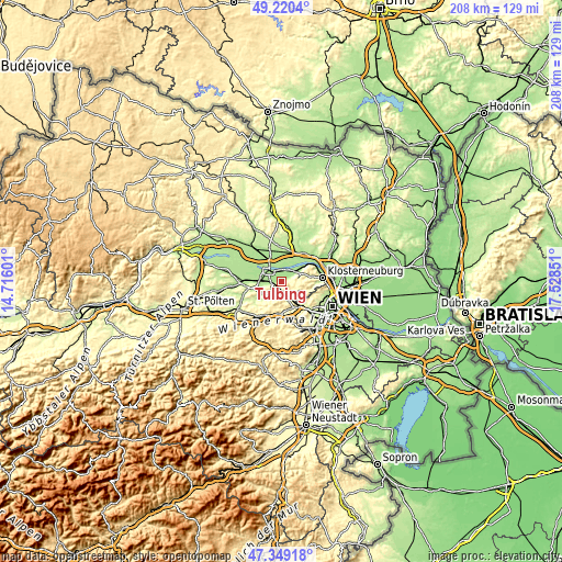 Topographic map of Tulbing