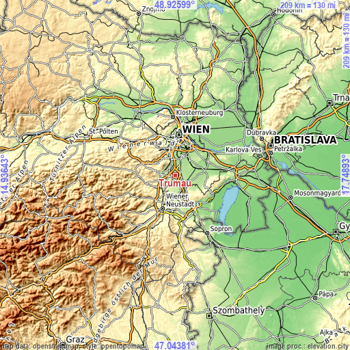 Topographic map of Trumau