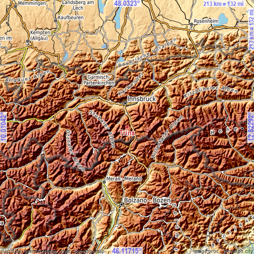 Topographic map of Trins