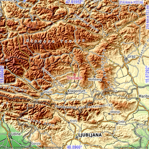 Topographic map of Treibach