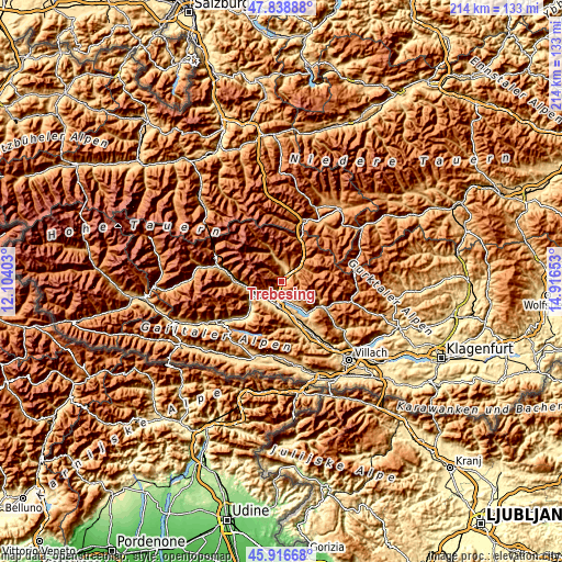 Topographic map of Trebesing