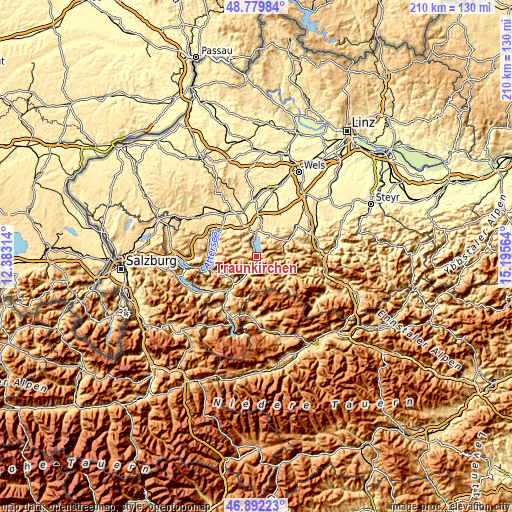 Topographic map of Traunkirchen