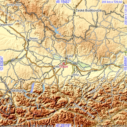 Topographic map of Traun