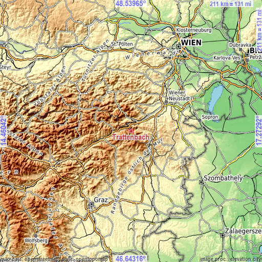 Topographic map of Trattenbach