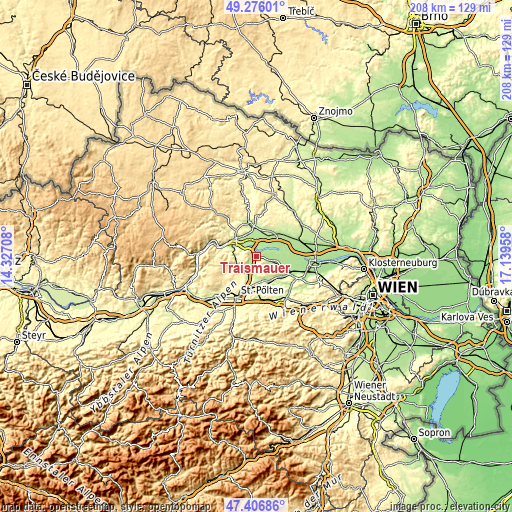 Topographic map of Traismauer