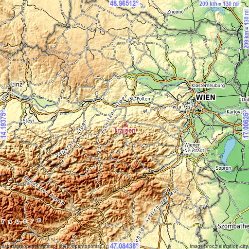 Topographic map of Traisen