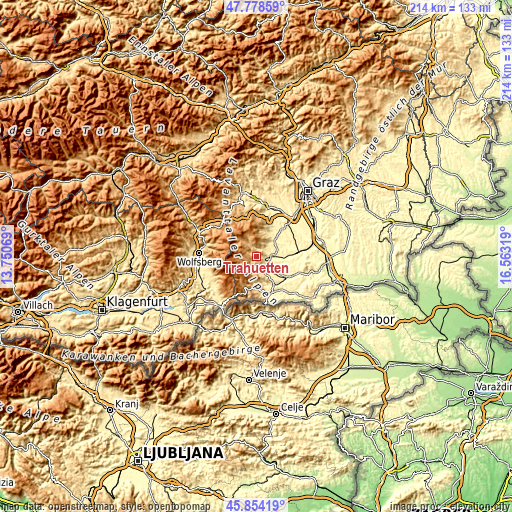 Topographic map of Trahütten