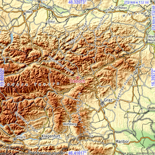 Topographic map of Traboch