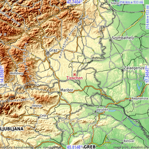 Topographic map of Tieschen