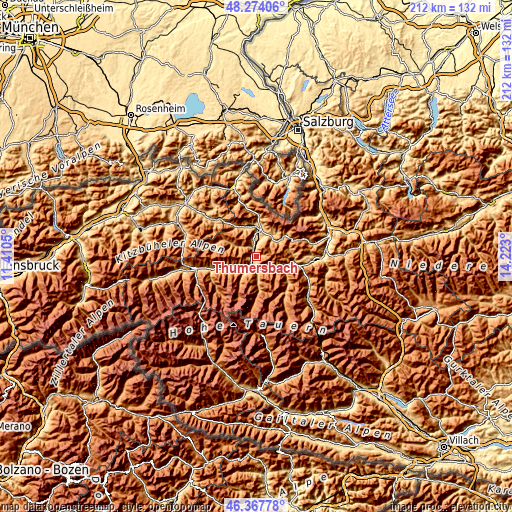 Topographic map of Thumersbach