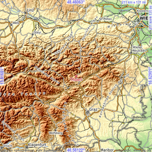 Topographic map of Thörl