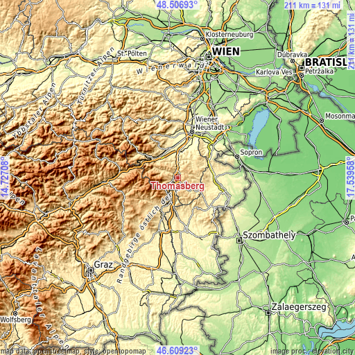 Topographic map of Thomasberg