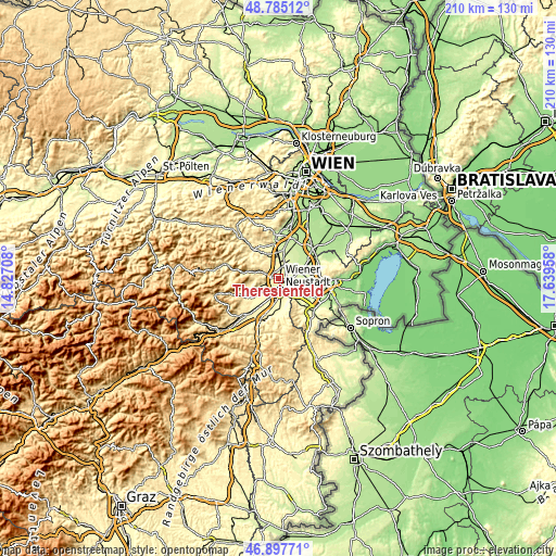 Topographic map of Theresienfeld