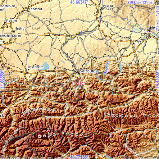 Topographic map of Taxach