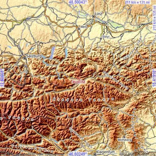 Topographic map of Tauplitz