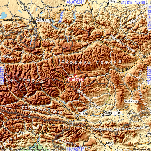 Topographic map of Tamsweg