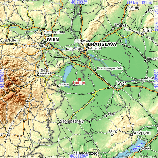 Topographic map of Tadten