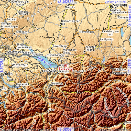 Topographic map of Sulzberg