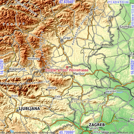 Topographic map of Sulztal an der Weinstraße