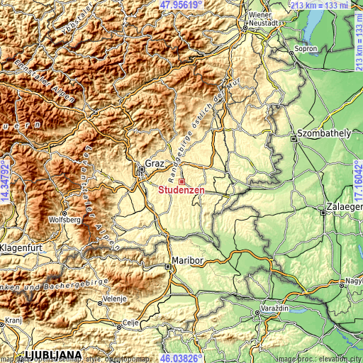 Topographic map of Studenzen