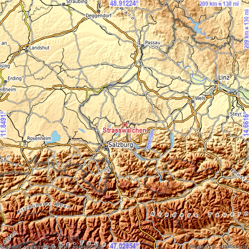 Topographic map of Strasswalchen
