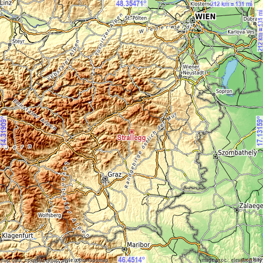 Topographic map of Strallegg