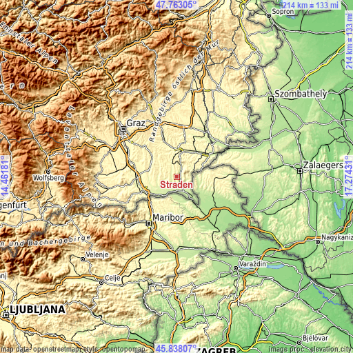 Topographic map of Straden