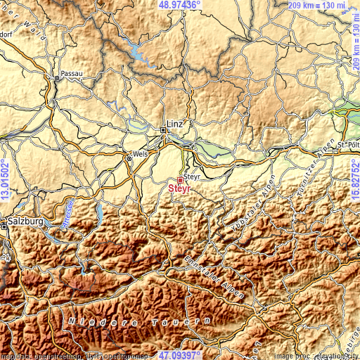 Topographic map of Steyr