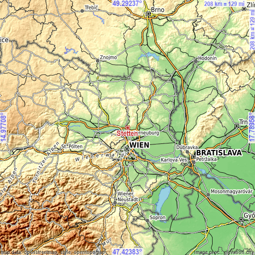 Topographic map of Stetten