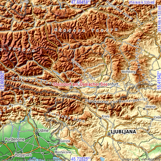 Topographic map of Steindorf am Ossiacher See