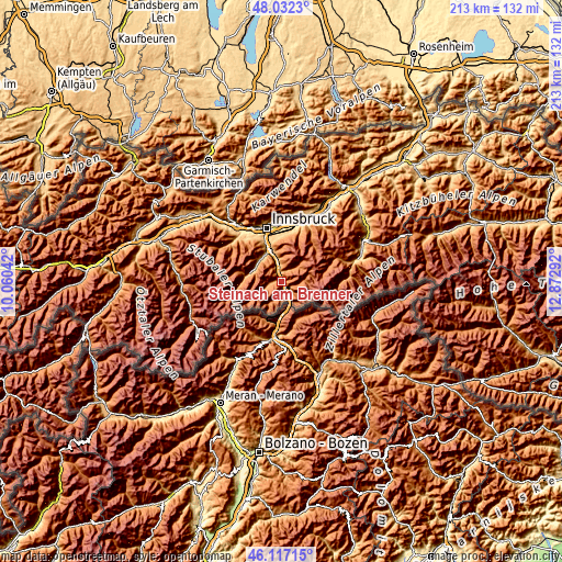 Topographic map of Steinach am Brenner