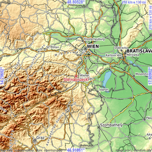 Topographic map of Steinabrückl