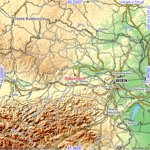 Topographic map of Statzendorf