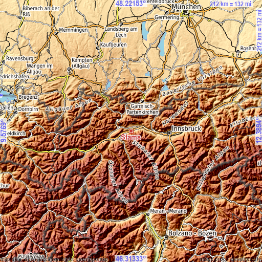 Topographic map of Stams