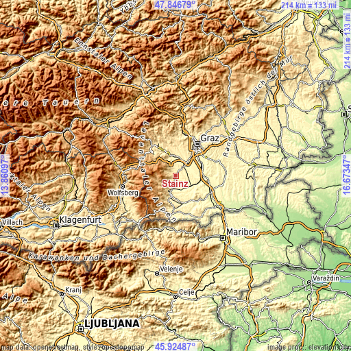 Topographic map of Stainz