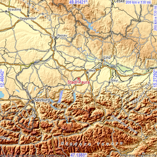 Topographic map of Stadl-Paura