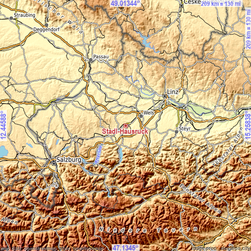 Topographic map of Stadl-Hausruck